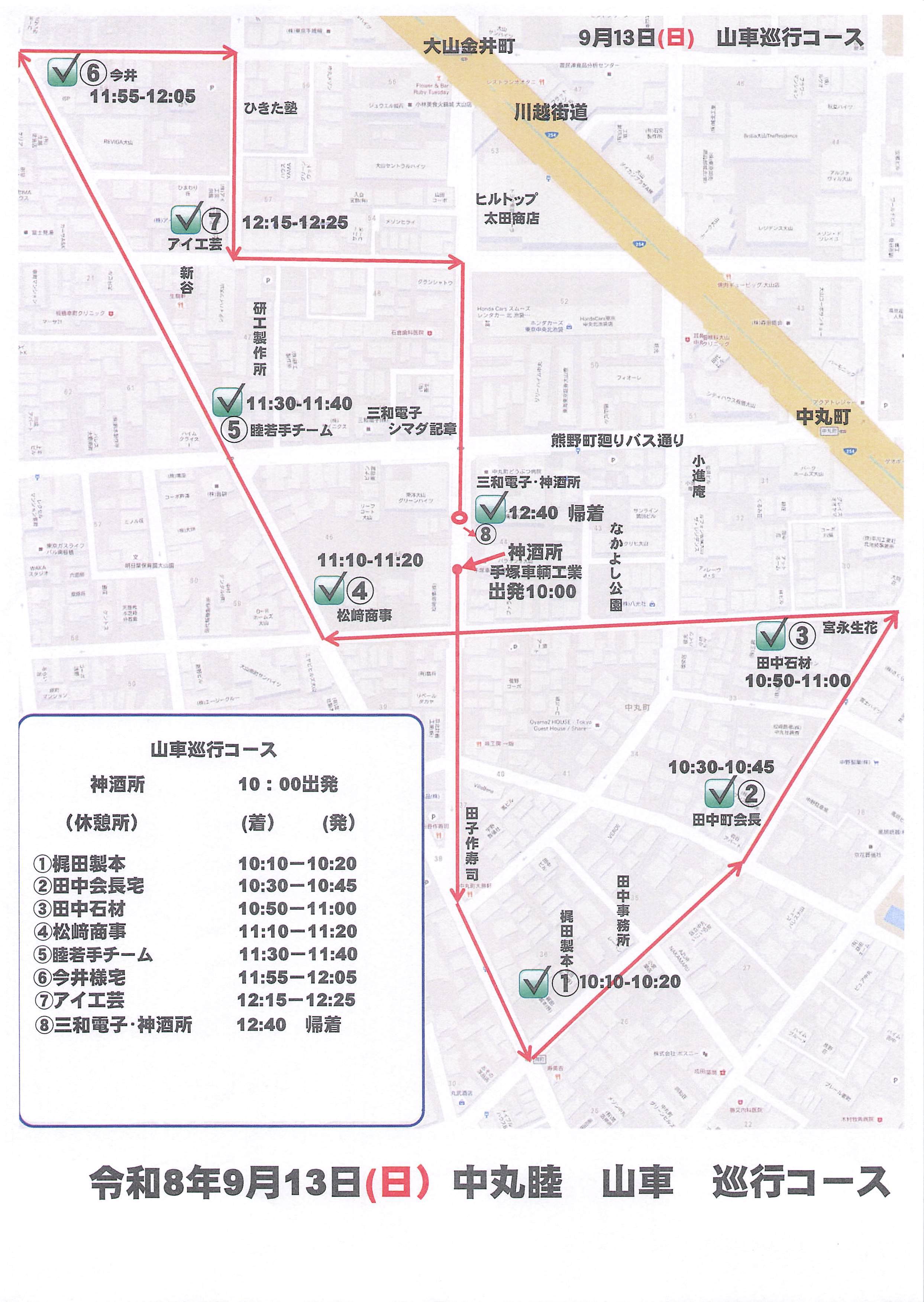 令和8年｢山車巡行コース
