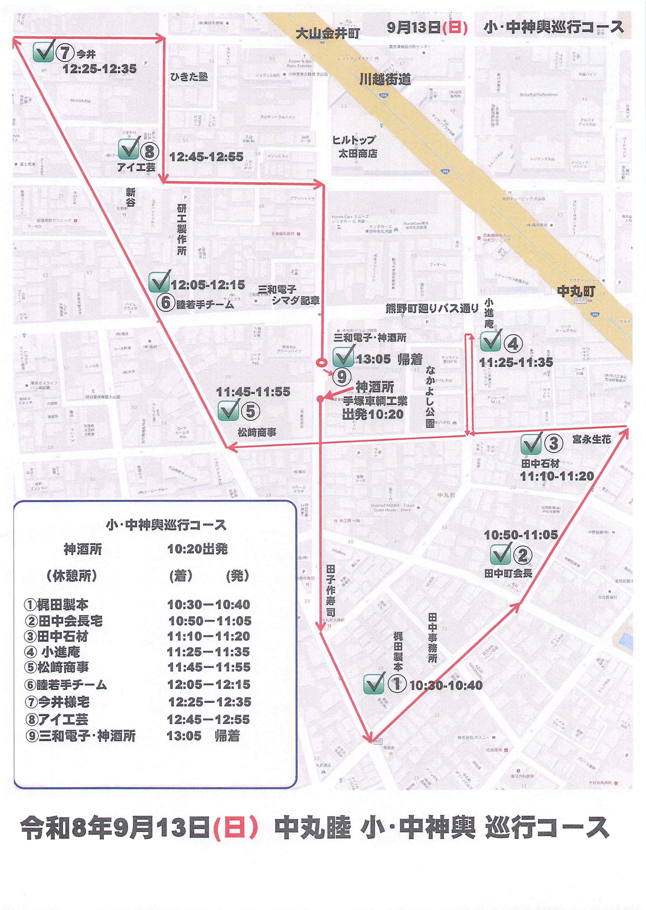 令和8年小中神輿巡行コース